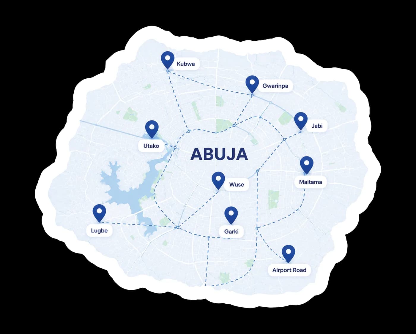Prestige Ice Works delivery coverage map across Abuja